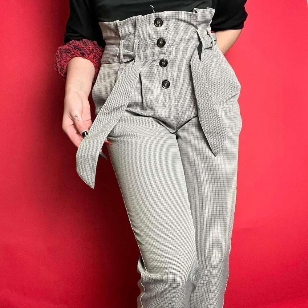 High waisted checkered pattern dress pants 🤍🤎​​​​​​​​​​​​​​​​​​​​​